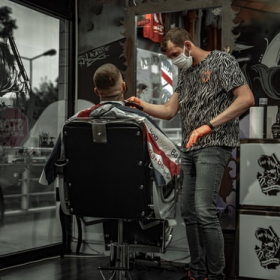 the client feels relaxed on a comfortable chair in our barbershop