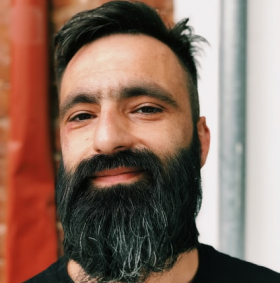 satisfied client with perfect form of his beard